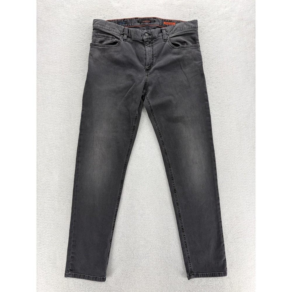 Alberto Cosy Pipe Jeans Mens 33x30 Gray Charcoal Slim Tapered Stretch Denim